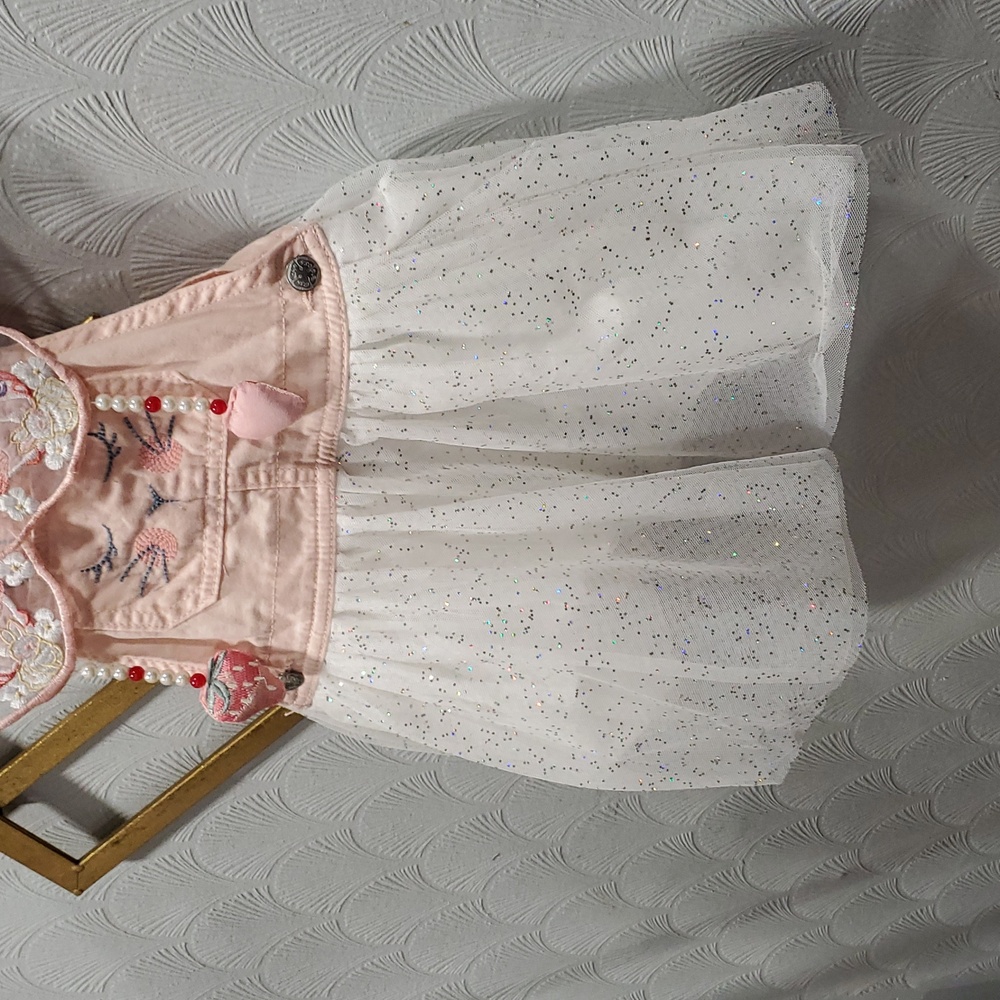 Vtg OshKosh B'gosh Peach pink white  Vestbak Dress - Picture 15 of 16